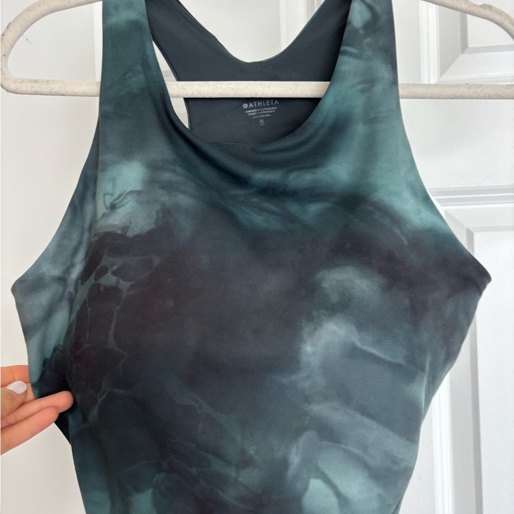 Athleta Marble Effect Tank Top in Green and Black
